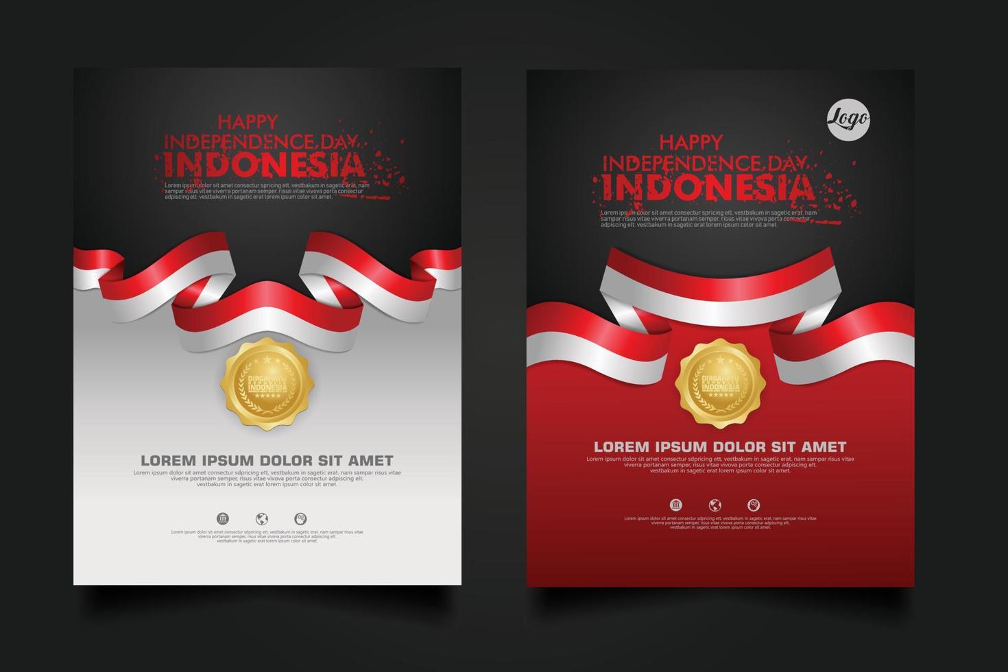 Set Indonesien Happy Independence Day Hintergrundvorlage. vektor