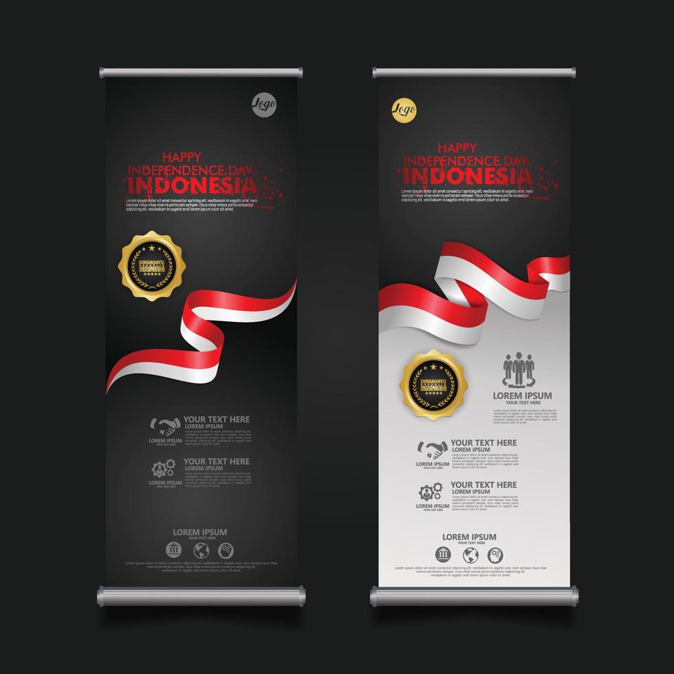 feier zum indonesischen unabhängigkeitstag, roll-up-banner-set-design-vektor-vorlage-illustration vektor