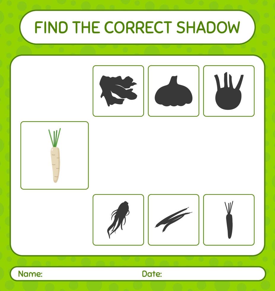 hitta rätt skuggspel med hamburgpersilja. arbetsblad för förskolebarn, aktivitetsblad för barn vektor