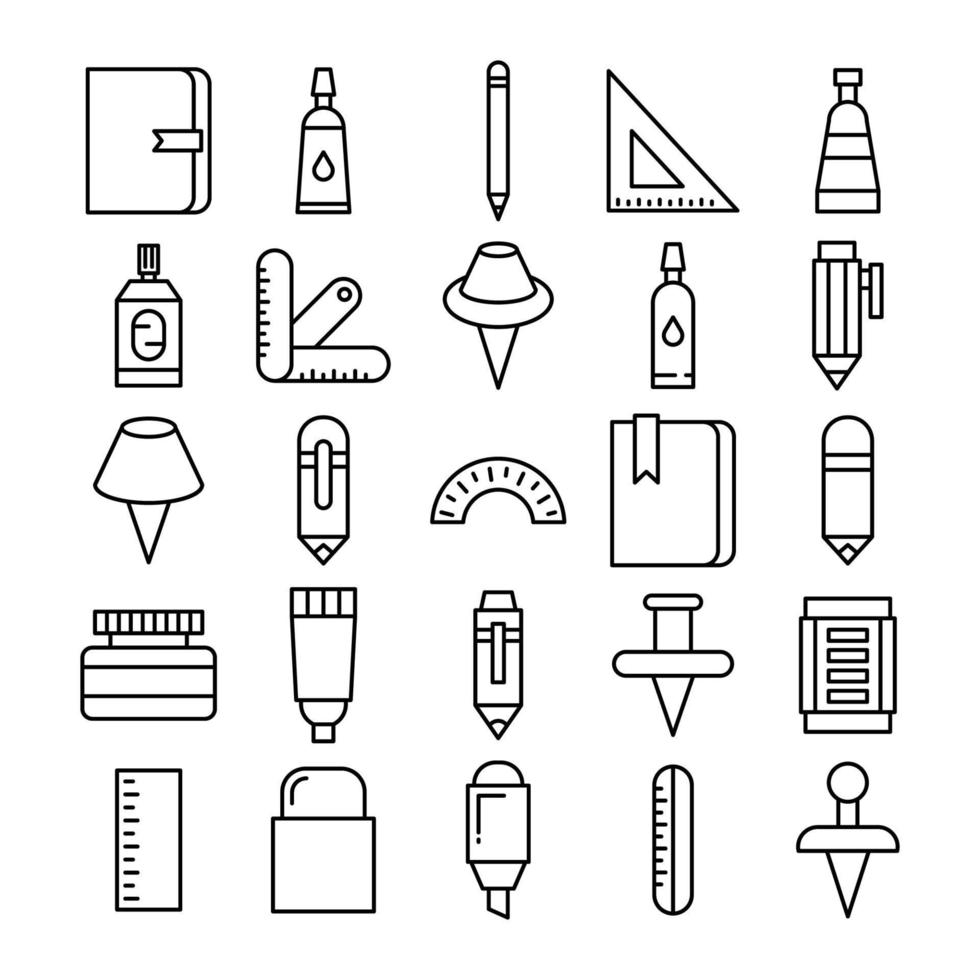 Symbole für Schreibwerkzeuge und Schreibwaren vektor