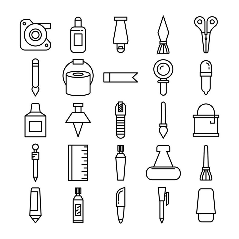 Symbole für Schreibwaren und Schulversorgungsleitungen vektor