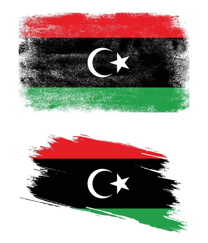 libyen flagga med grunge textur vektor