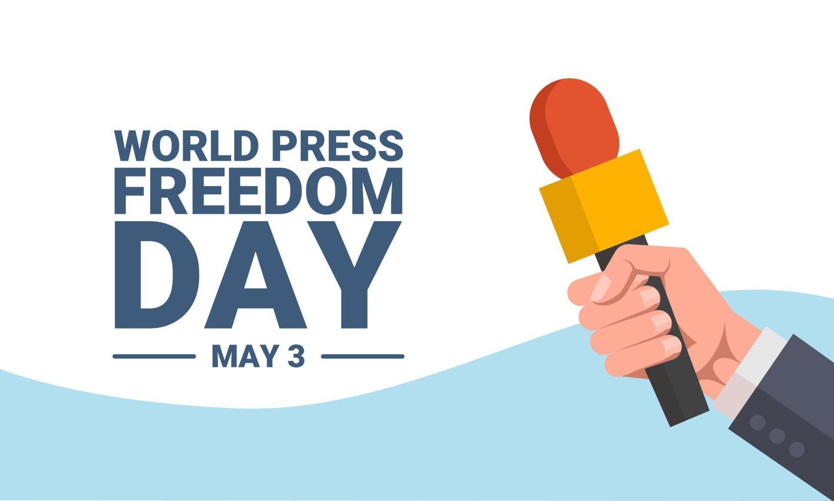 World Press Freedom Day design med hand som håller nyhetsmikrofon. platt stil. vektor illustration.