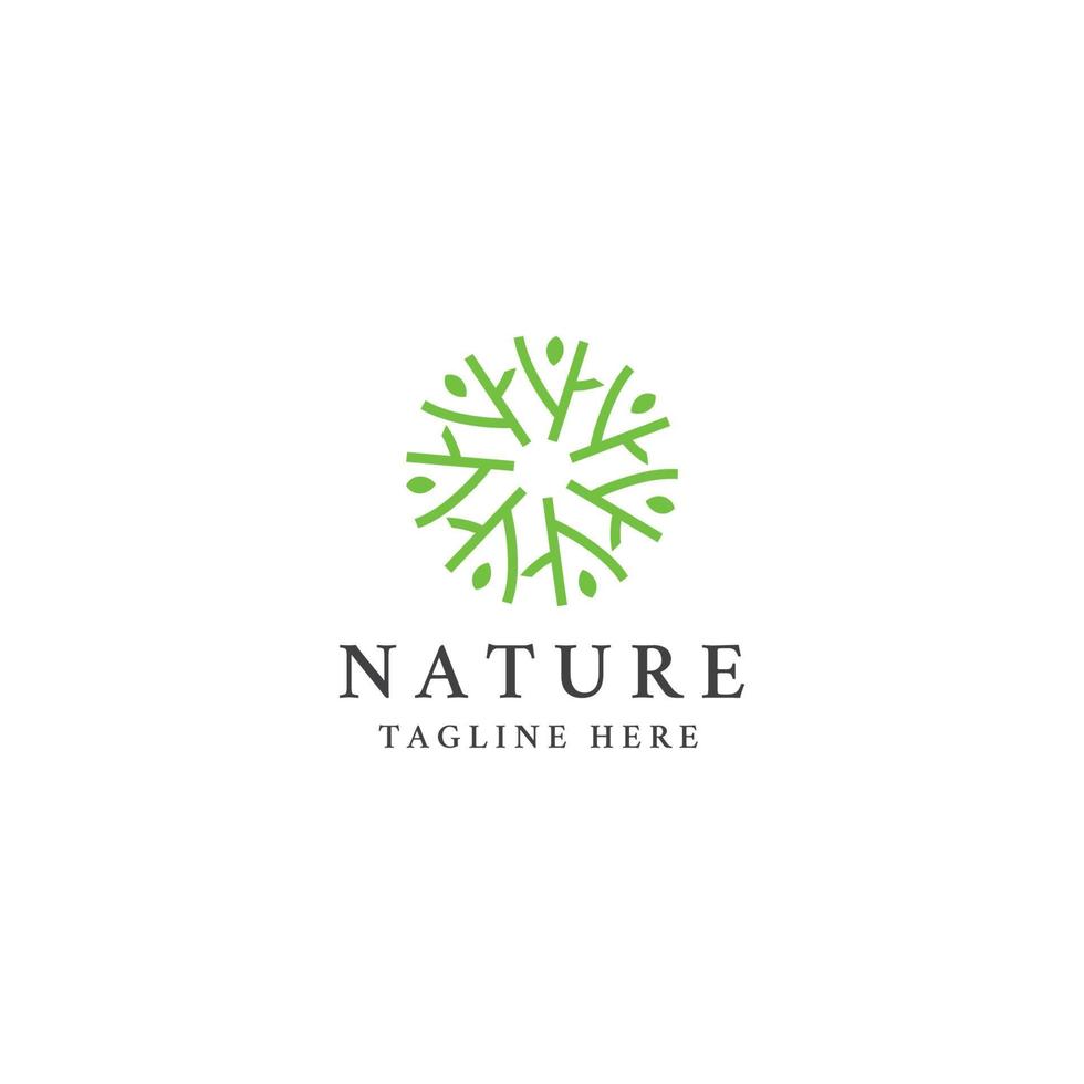 abstrakte Kreis-Natur-Logo-Icon-Design-Vorlage. Blatt, Baum, Ornamentvektor vektor