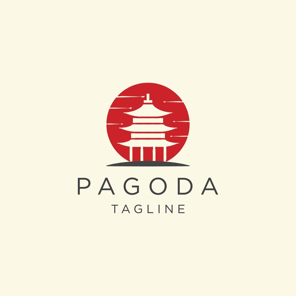 Pagoda Japan tempel logotyp ikon designmall vektorillustration vektor