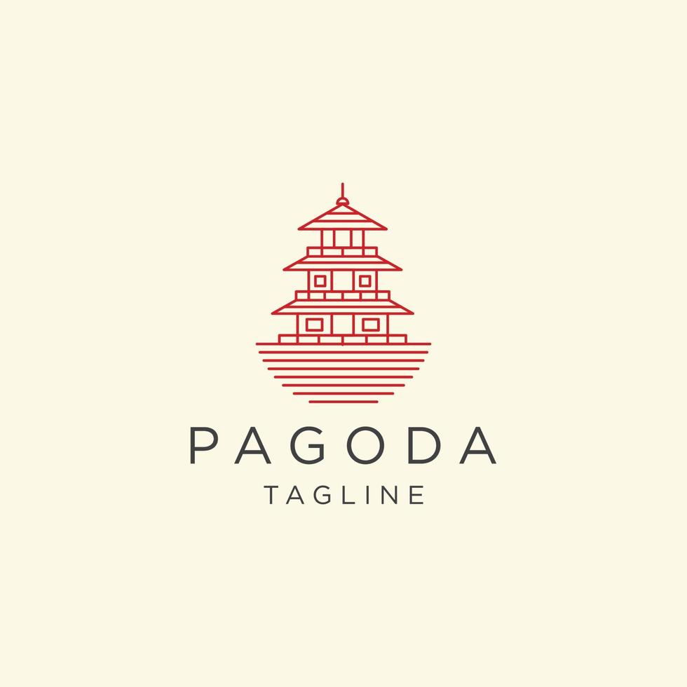Pagoda Japan tempel logotyp ikon designmall vektorillustration vektor