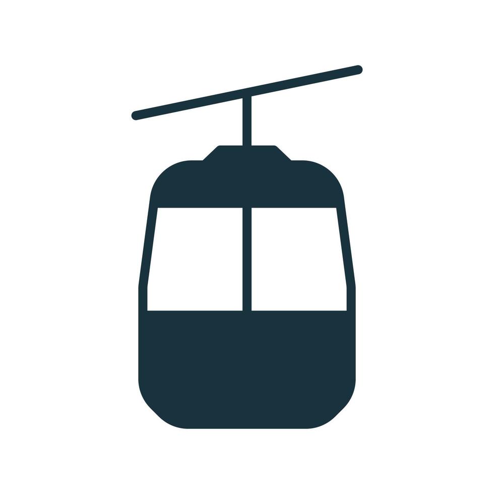 Seilbahn für Bergski-Silhouette-Symbol. gondel, seilbahn, seilbahn, lift-glyphenpiktogramm. Seilbahn-Symbol. Seilbahn schwarzes Schild für Wintertourismus und Klettern. isolierte vektorillustration. vektor