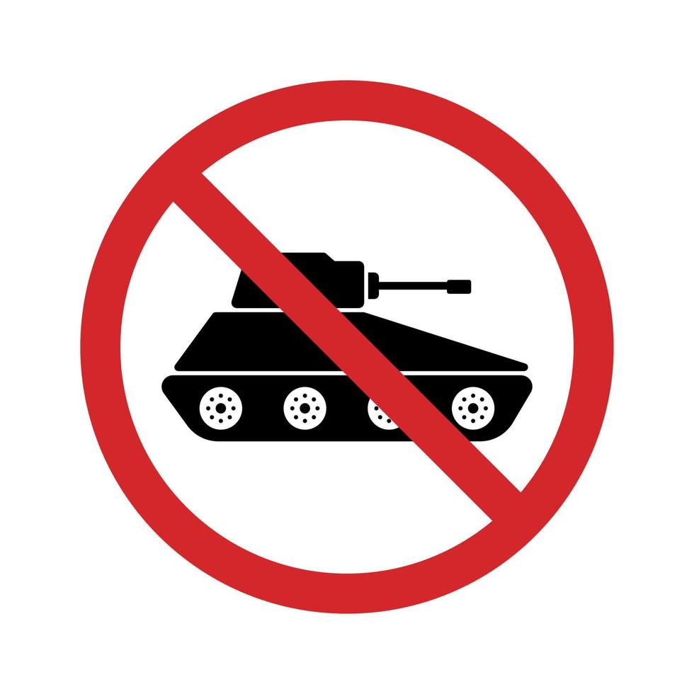 panzer fordon kraft röd stoppskylt. förbud symbol militär tank siluett ikon. fara tank armé symbol. försiktighet transport vapen ikon. förbjudna armén tecken. isolerade vektor illustration.