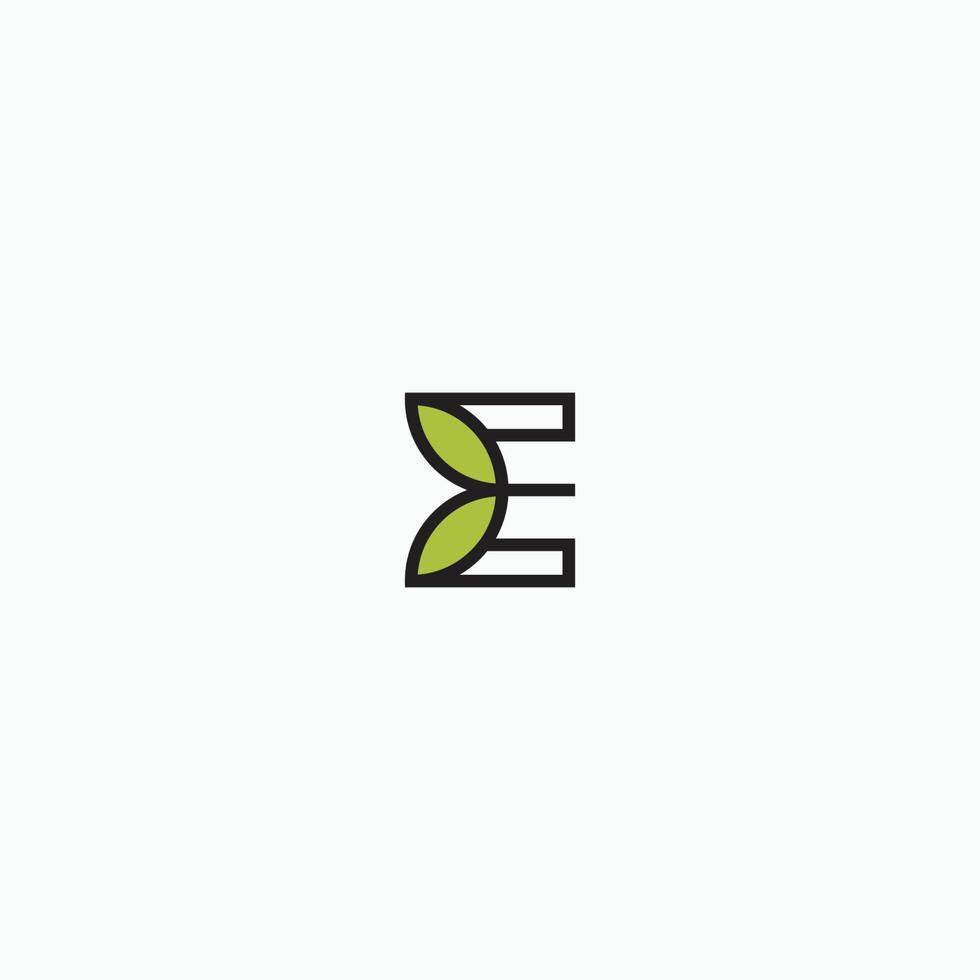 bokstaven e leaf logotyp ikon formgivningsmall. organisk, natur, modern platt vektor