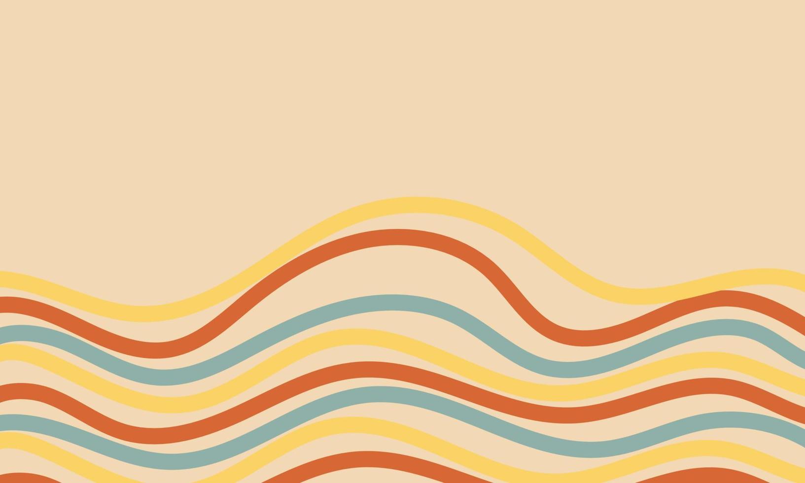 Banner im Stil der guten Laune der 1970er Jahre. Die Wellen und Linien sind mehrfarbig. Vektor psychedelisches Spaßelement für Design. Verwendung für Druck, Tapete, Verpackung, Hintergrund.