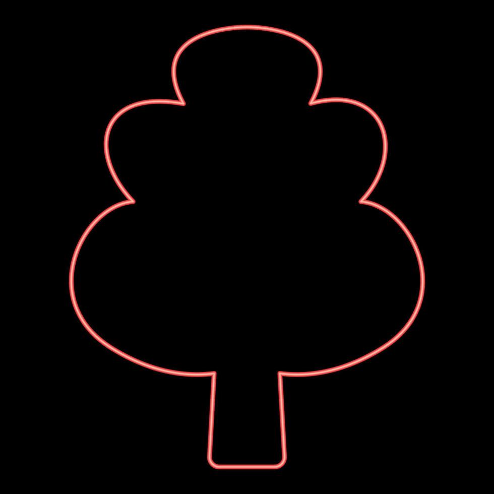 neon träd röd färg vektor illustration platt stil bild