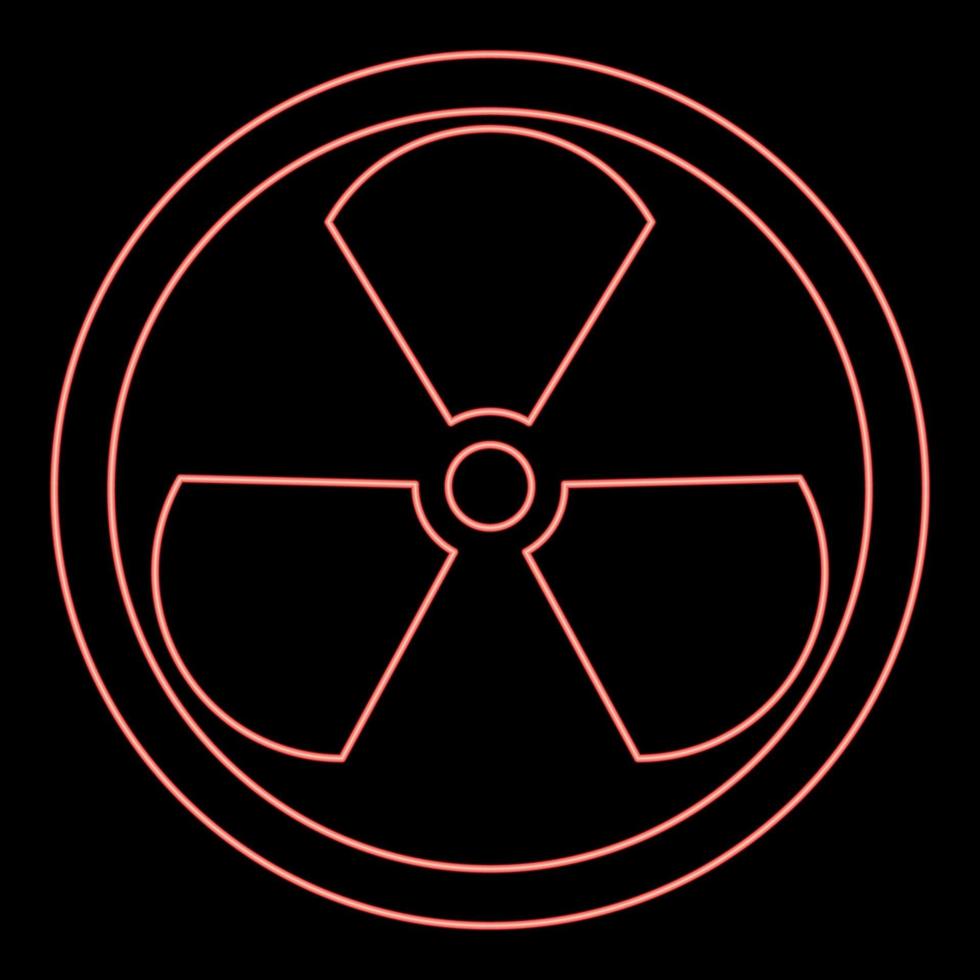 neonskylt radioaktiv röd färg vektor illustration platt stil bild