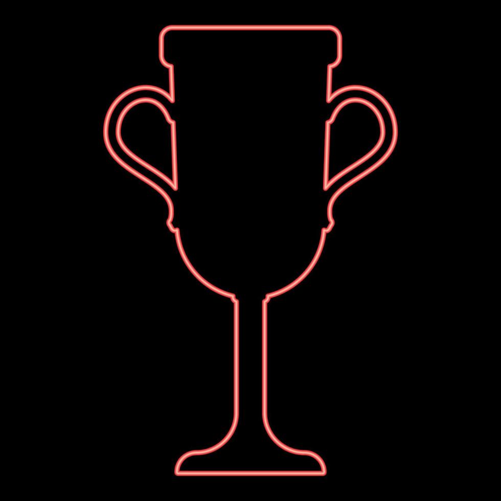 Neon Trophy Cup rote Farbe Vektor Illustration Flat Style Image