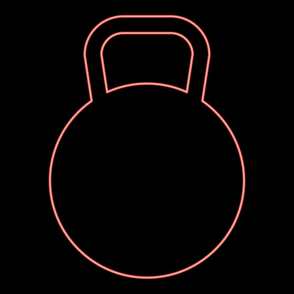 neon kettlebell röd färg vektor illustration platt stil bild