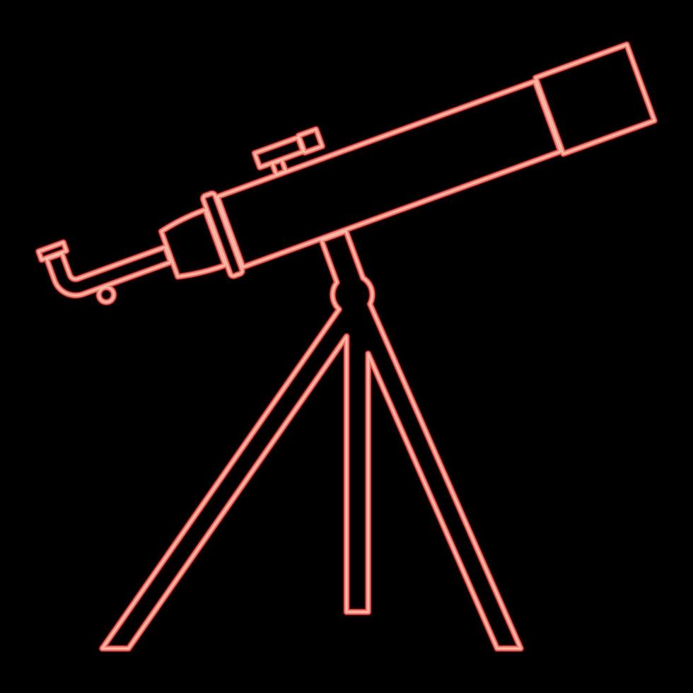 neon teleskop röd färg vektor illustration platt stil bild
