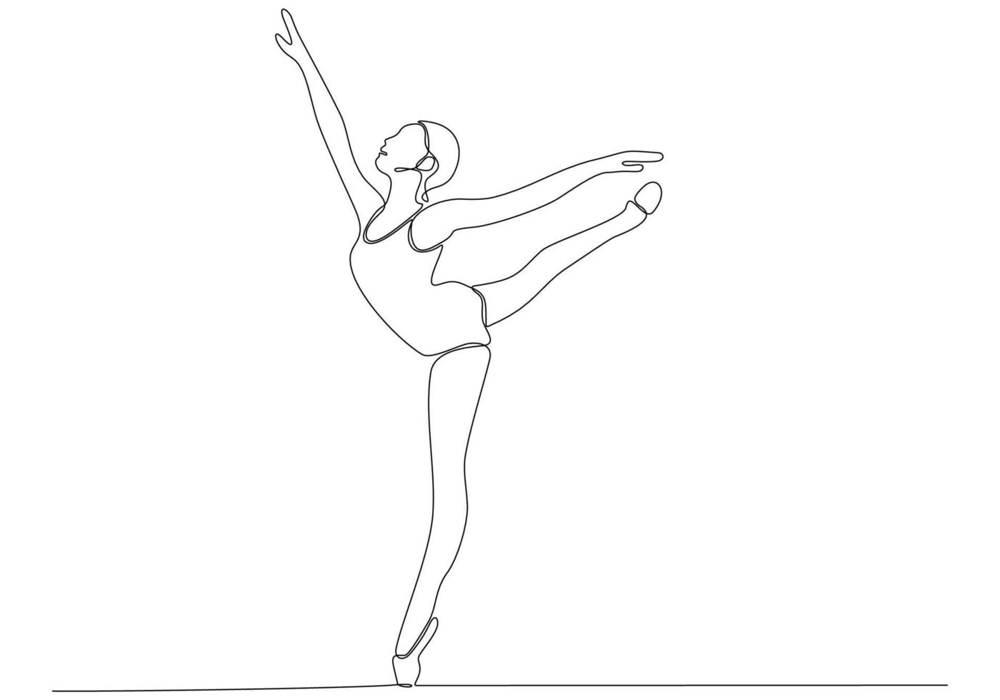 kontinuerlig linjeteckning. illustration som visar en ballerina i rörelse. konst. balett. vektor illustration
