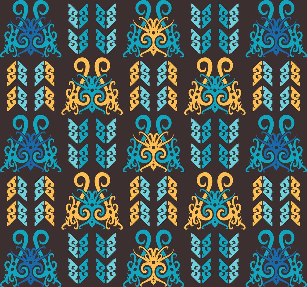 seamless mönster av dayak etniskt mönster. traditionellt indonesiskt tyg motiv. borneo mönster. vektor design inspiration. kreativ textil för mode eller tyg