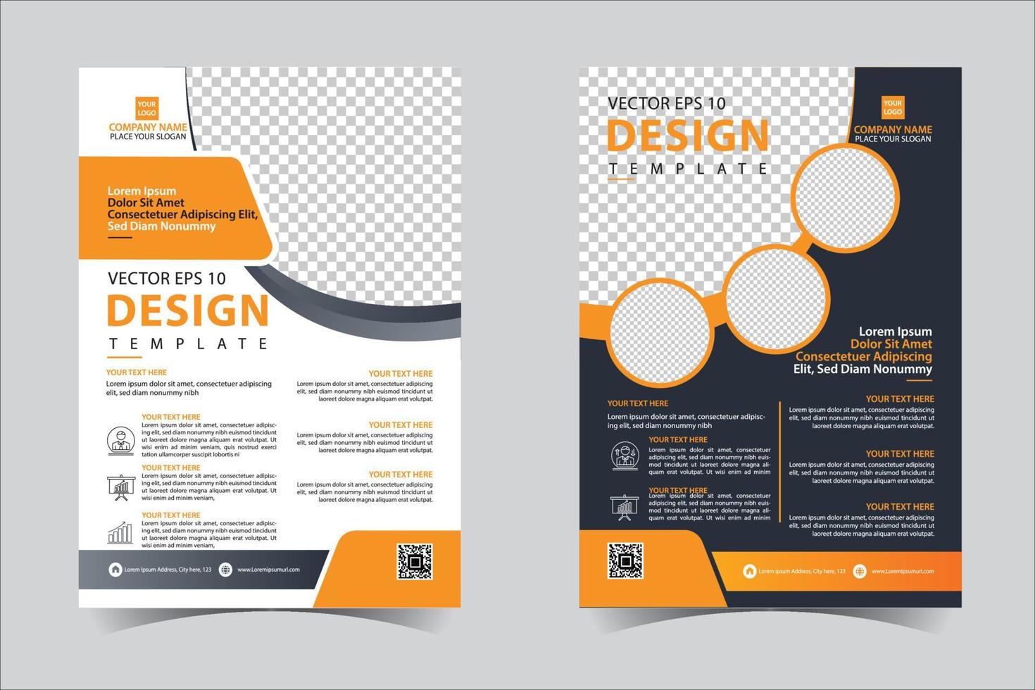 orange und schwarz geschäftsbericht broschüre flyer design vorlage vektor, broschüre cover präsentation abstrakter geometrischer hintergrund, modernes publikationsplakatmagazin, layout in a4-größe vektor