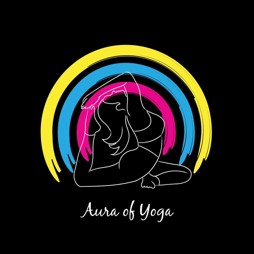 silhuett av kvinna övar yoga kontur akvarell illustration logotyp minimalistisk modern stil vektor