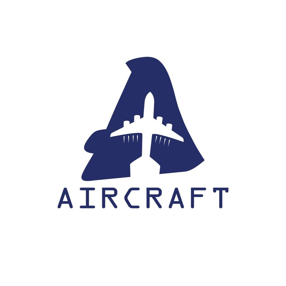 Flugzeug auf dem Buchstaben a. Designinspiration für Fluggesellschaften vektor
