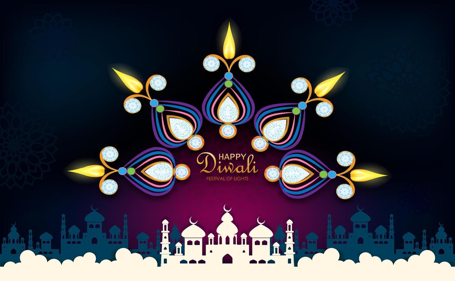 Indien Diwali-Nachtfest des Vektors. vektor