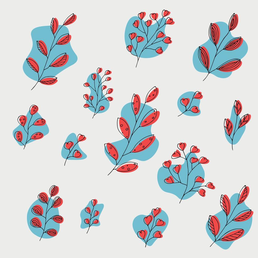 Satz von handgezeichneten Vektor-Zweig-Cliparts. Kräuterillustration. Botanisches Doodle für Print, Web, Design, Dekor, Logo. vektor