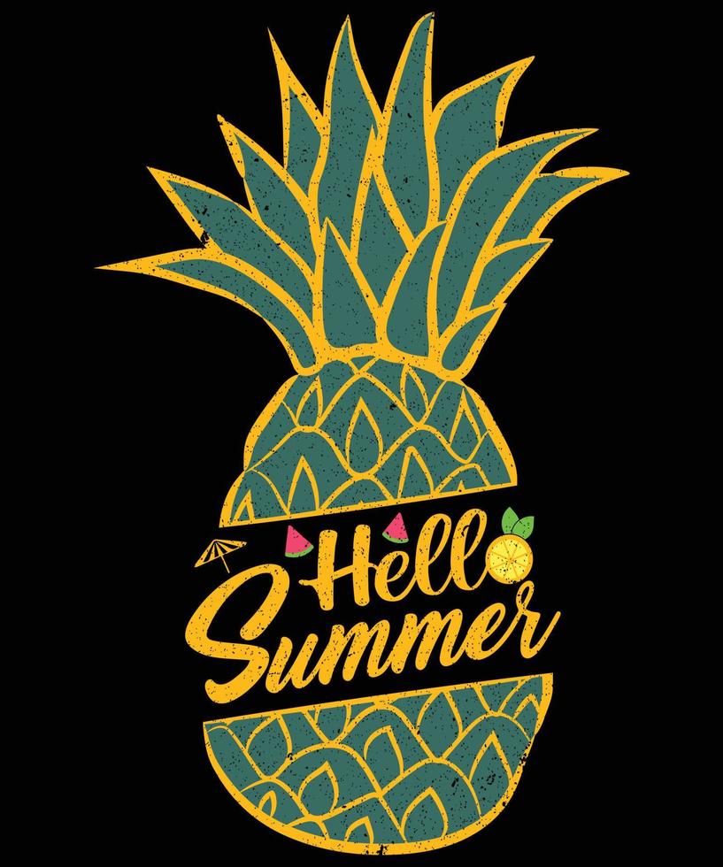 hej sommar t-shirt design för barn, vektorillustration. tryckdesigner för flickor. kan användas för modetrycksdesign, barnkläder, flickkläder, strandfest t-shirt vektor