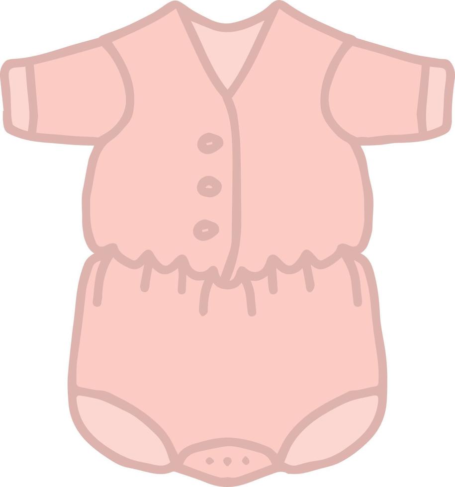 rosa baby romper slip bodysuit romper sommarkläder med knappar och korta ärmar för nyfödd baby flicka barn isolerad vektor handteckning med blöjstängningar