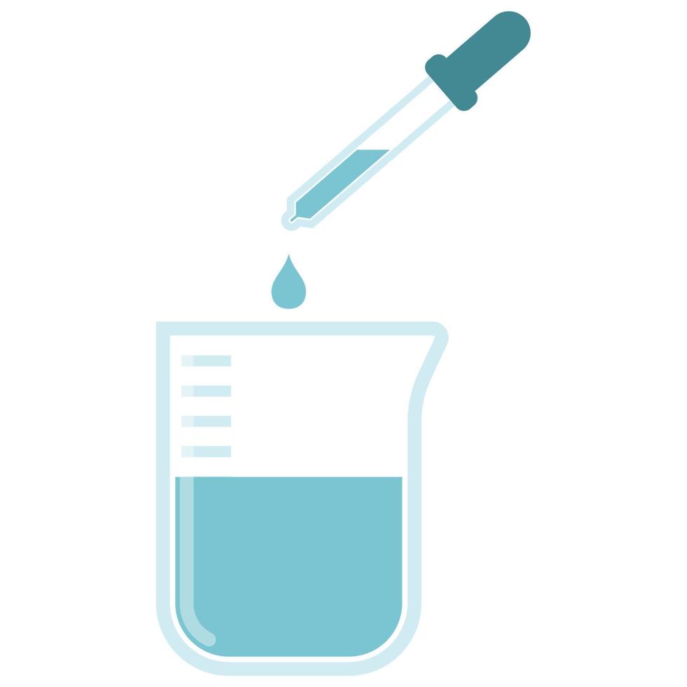 Wissenschaftslaborausrüstung. Becher und Tropfer. vektor