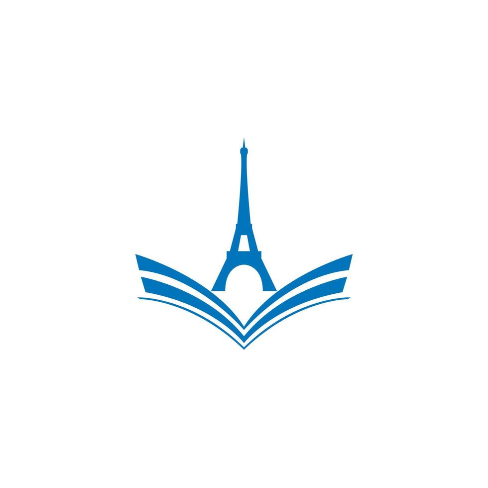 Paris Eiffeltornet utbildning bok modern logotyp symboler vektor illustration design