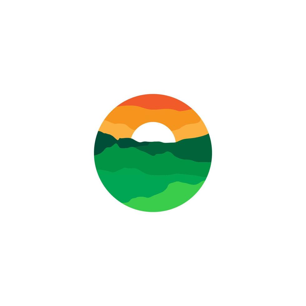 Berge Sonnenuntergang Landschaft moderne Logo Symbole Vektor Icon Illustration Design