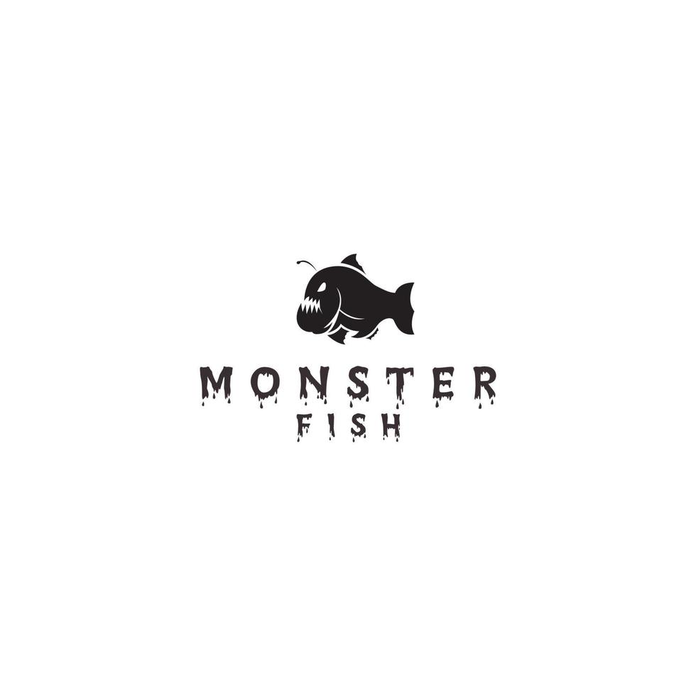 fisk, fisk monster logotyp design vektor ikon illustration grafisk kreativ idé