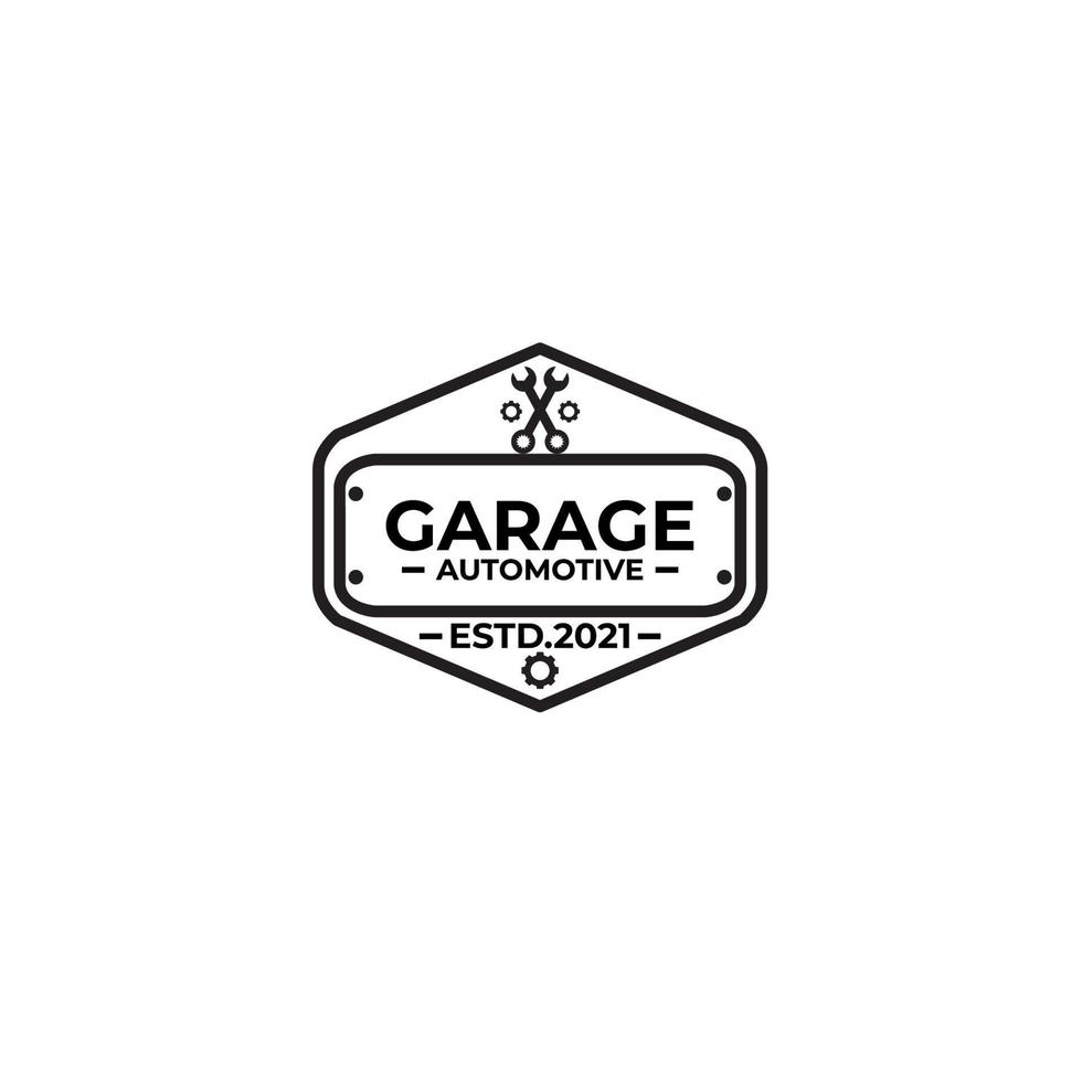 garage verkstad automotive logotyp klassisk vektor ikon vintage minimalistisk illustration design