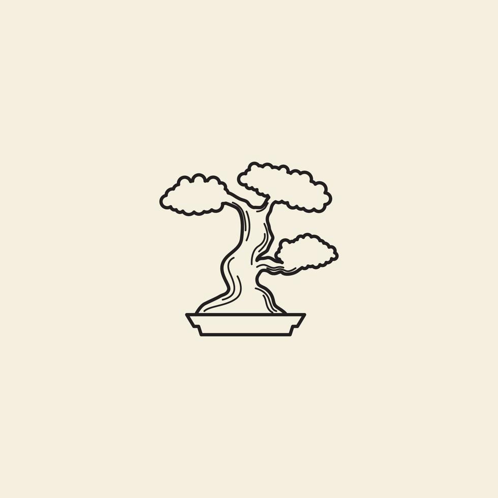 bonsai klassisk vintage logotyp minimalistisk symbol vektor ikon illustration design