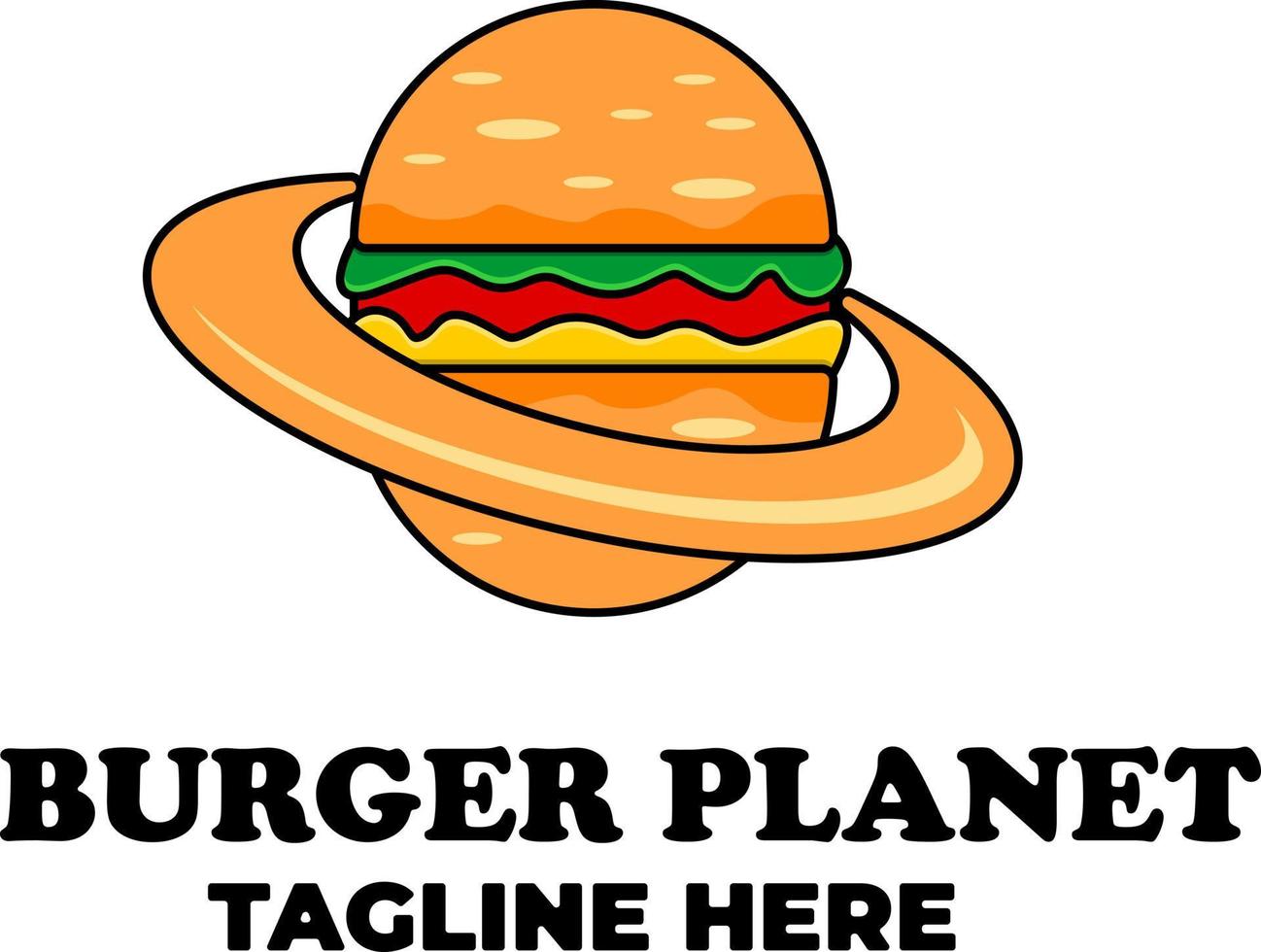 planet burger logotyp formgivningsmall. vektor illustration. perfekt för snabbmatsrestaurangers logotyper, kulinariska och caféer.