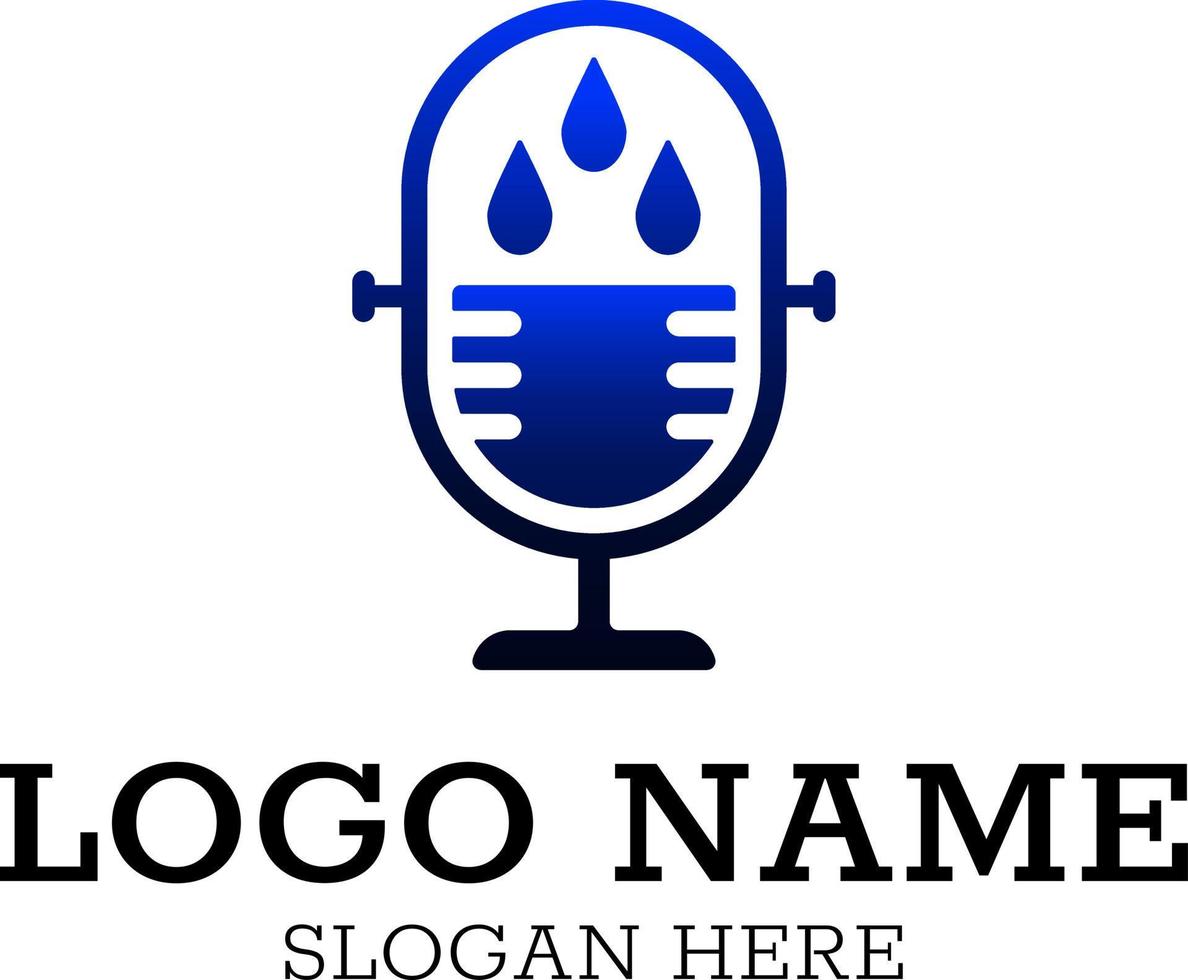 Podcast-Mikrofon-Design-Logo mit Wassertropfen vektor