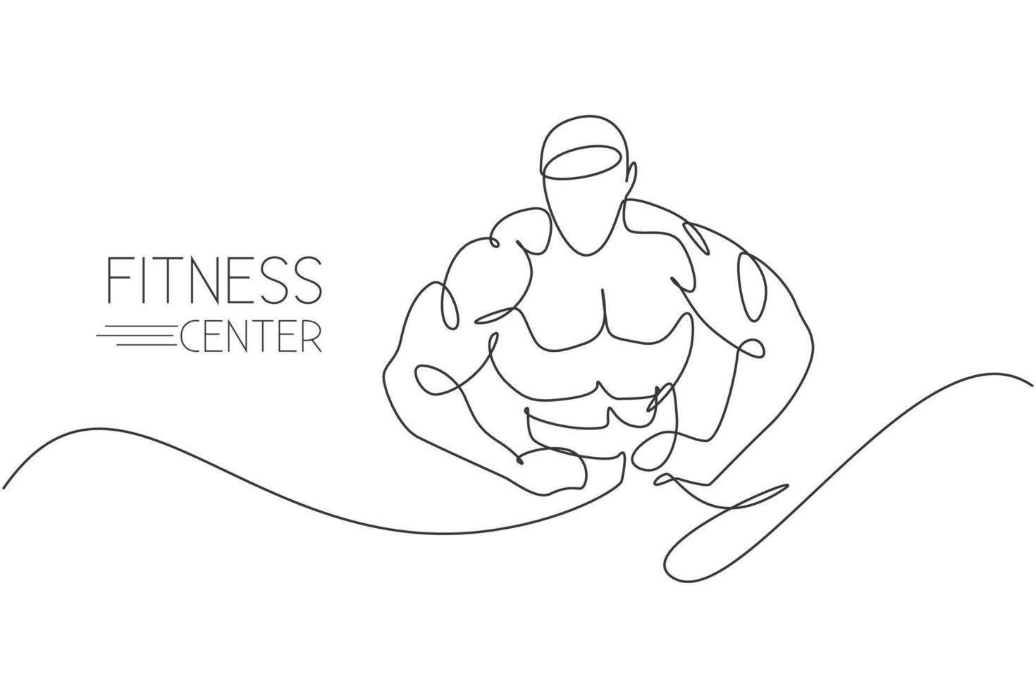 einzelne durchgehende Linienzeichnung des jungen muskulösen Modellmann-Bodybuilders posieren elegant. Fitness-Center-Fitness-Logo. trendige einzeilige zeichnungsdesign-vektorillustration für bodybuilding-ikone und symbolvorlage vektor