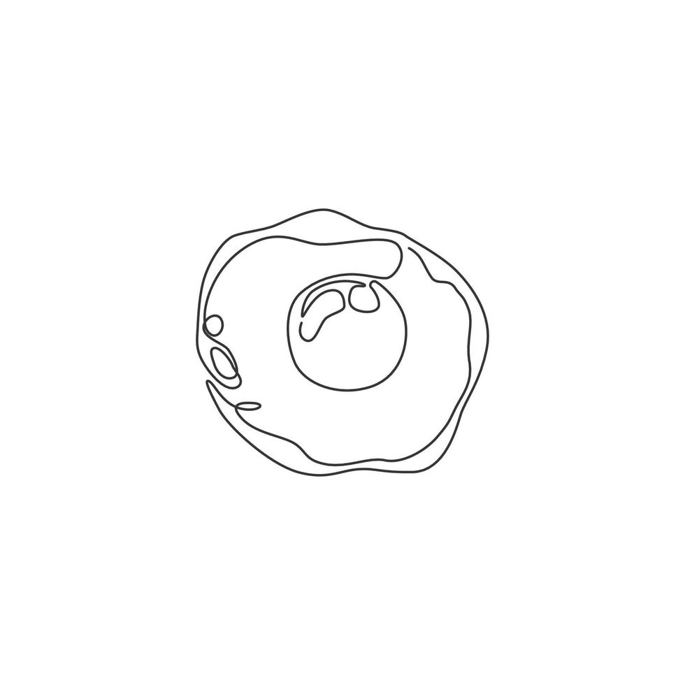 en kontinuerlig linjeteckning färska läckra amerikanska solsidan upp ägg restaurang logotyp emblem. snabbmat café butik logotyp mall koncept. moderna en rad rita design vektorillustration grafik vektor