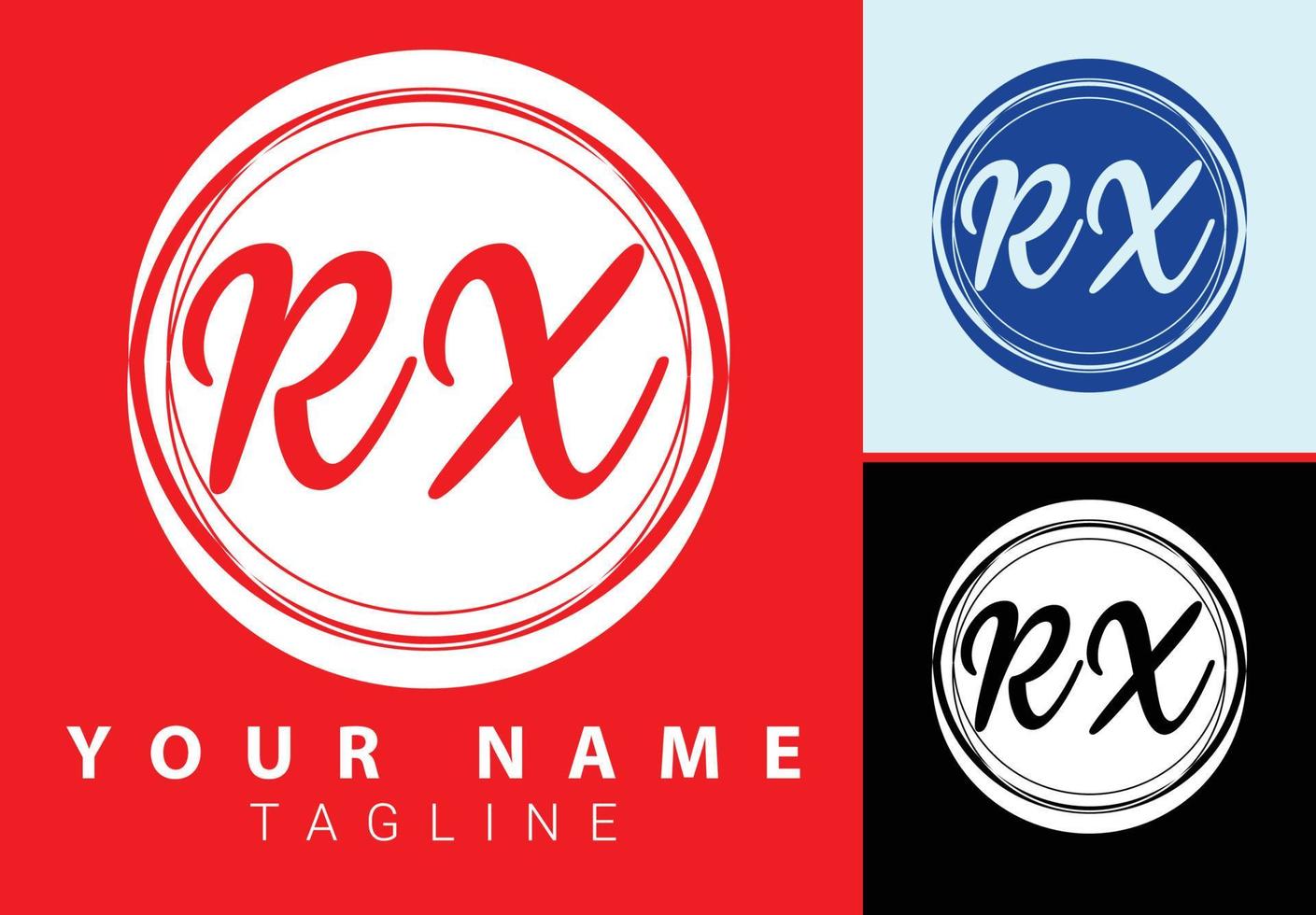 rx första brev handstil och signatur logotyp formgivningsmall vektor