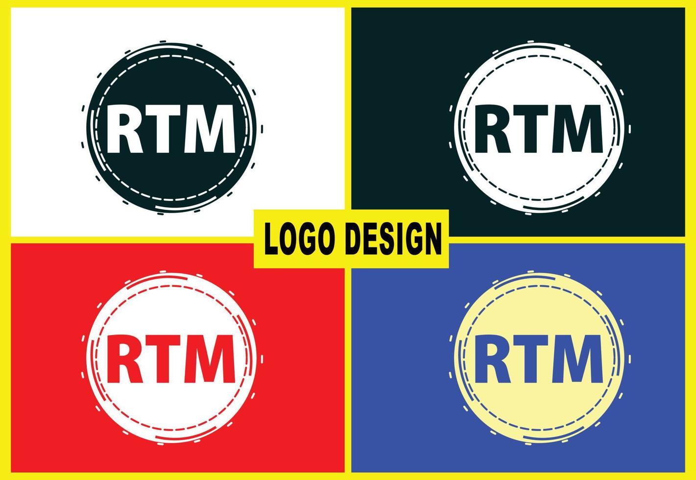 rtm brev ny logotyp och ikon designmall vektor