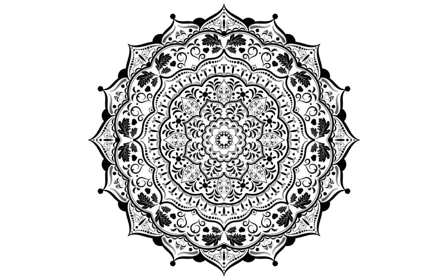 mandala design med svart och vit färg, vektor mandala blommönster med vit bakgrund