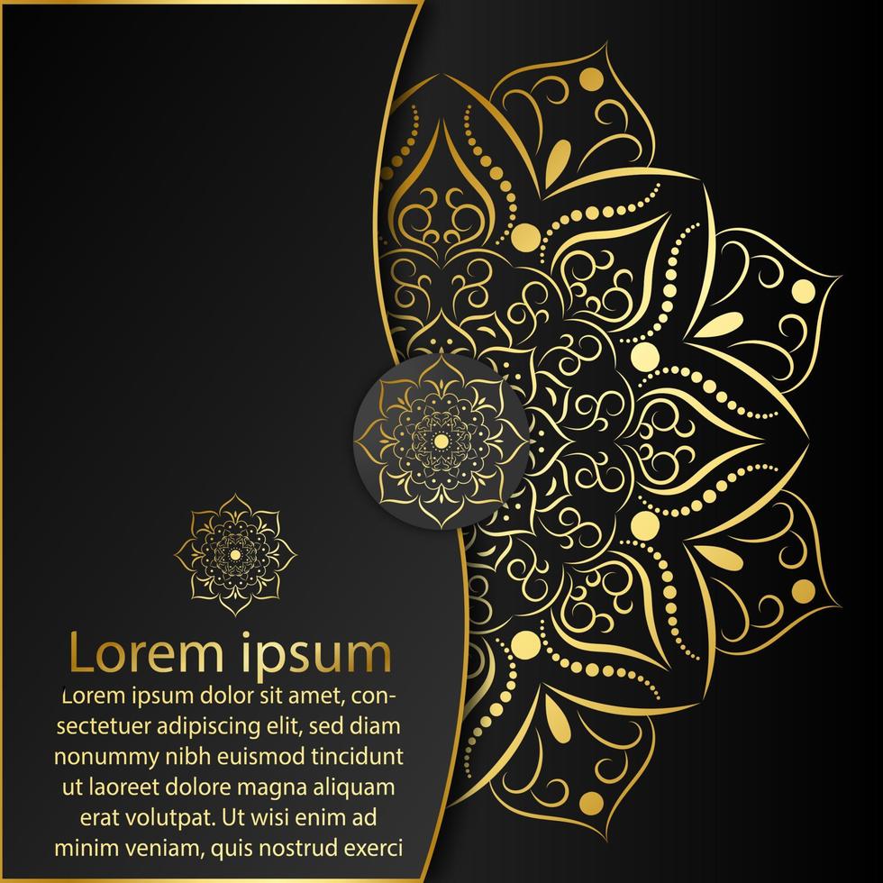 Luxus-Mandala-Design mit Goldfarbe, Vektor-Mandala-Blumenmuster mit schwarzem Hintergrund vektor