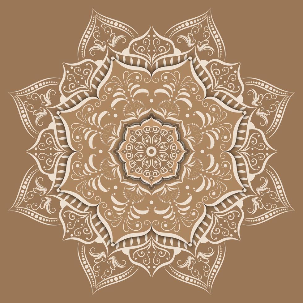 Luxus-Mandala-Design mit cremefarbener Farbe, Vektor-Mandala-Blumenmuster mit schwarzem Hintergrund vektor