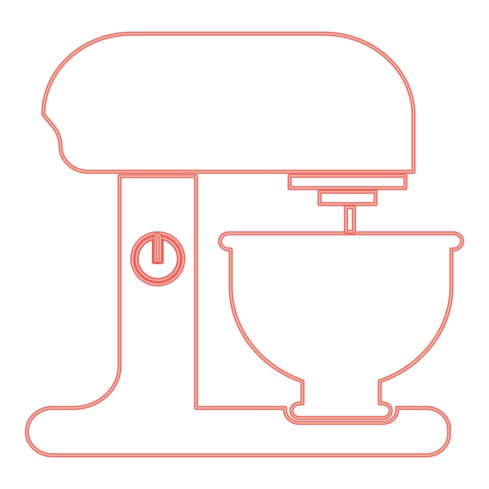 Neon-Küchenmaschine rote Farbvektorillustration flaches Stilbild vektor