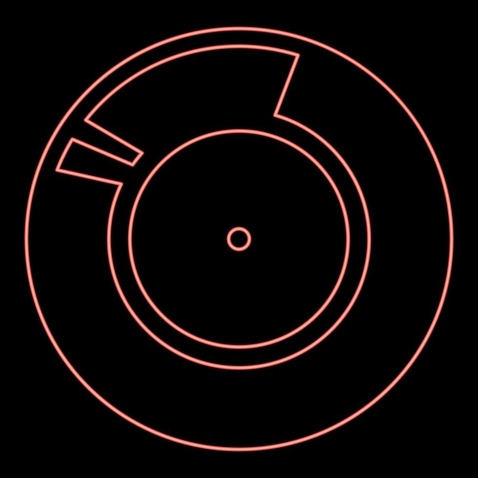 neon vinyl rekord retro ljudbärare röd färg vektor illustration platt stil bild