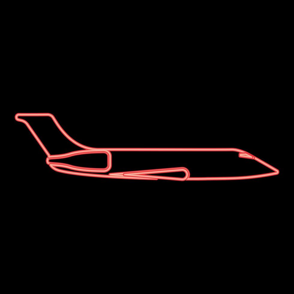 neon privat flygplan röd färg vektor illustration bild platt stil