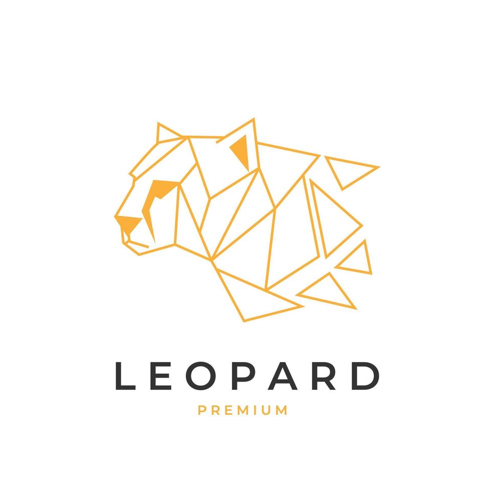 leopard huvud geometrisk linje illustration logotyp vektor