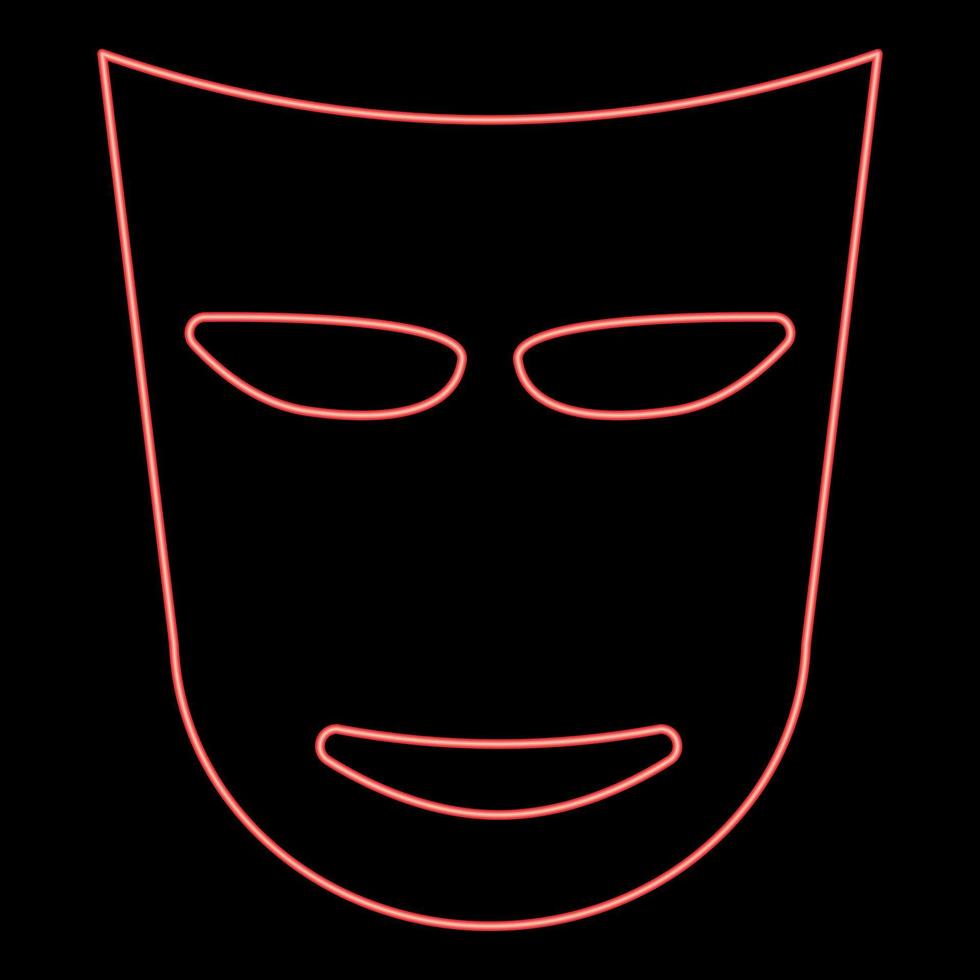 neon teater mask röd färg vektor illustration platt stil bild