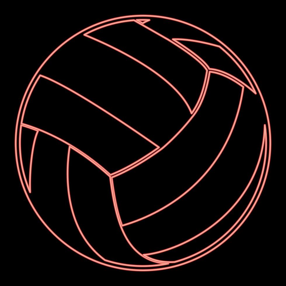 Neon-Volleyball-Ball rote Farbvektorillustration flaches Stilbild vektor