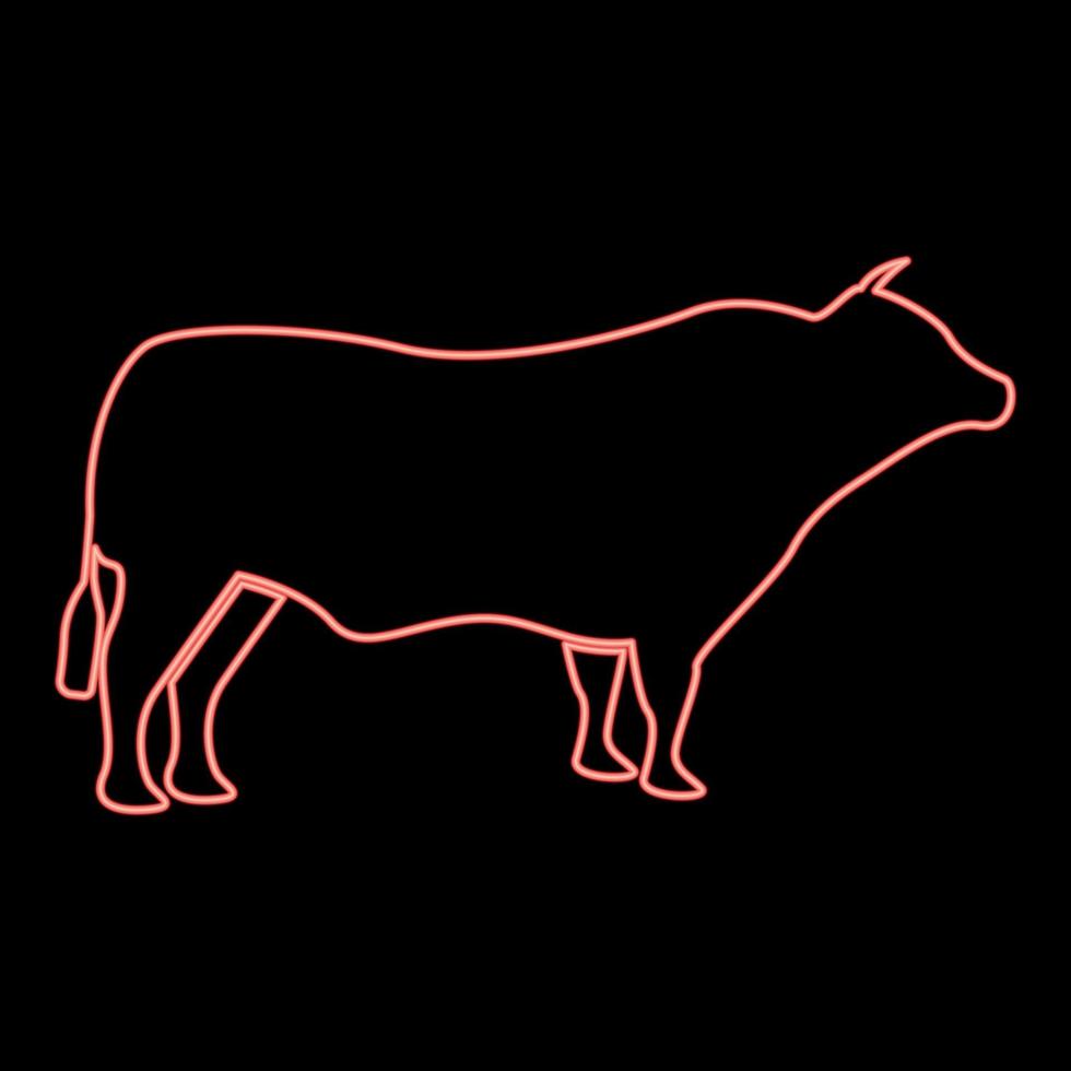 neon bull röd färg vektor illustration platt stil bild